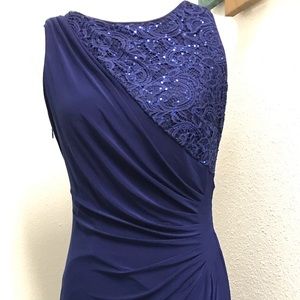 Blue Sequin Lace Bodice Dress